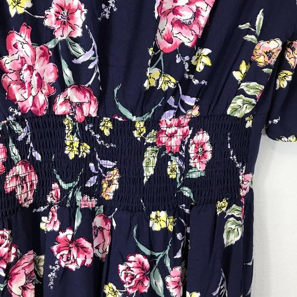 NWT Band of Gypsies Blue Midi Floral Dress - Picture 5 of 6